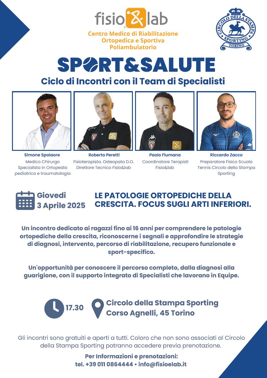 SPORT E SALUTE: LE PATOLOGIE ORTOPEDICHE DELLA CRESCITA